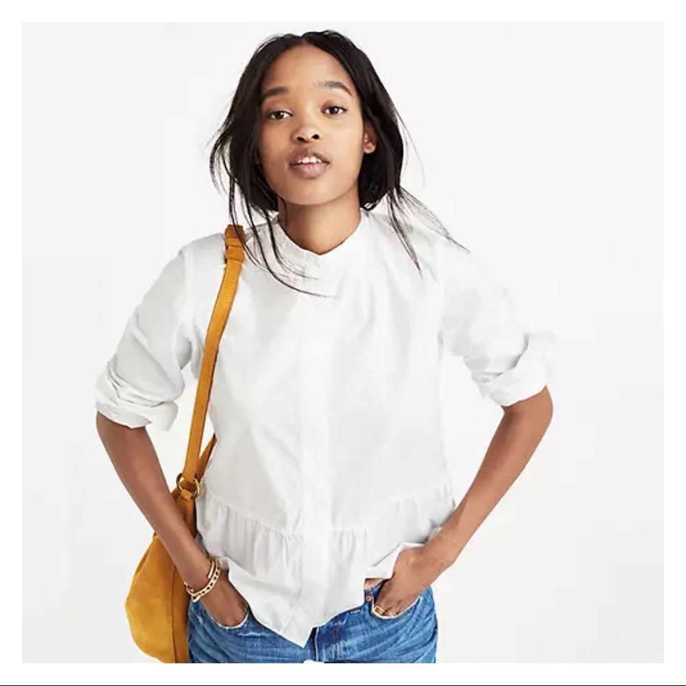 madewell • lakeside peplum shirt in white • m